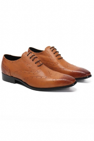 Heren Oxford Schoenen Echt Leer Trouwschoenen Vierkante Neus Zakelijke Aankomst