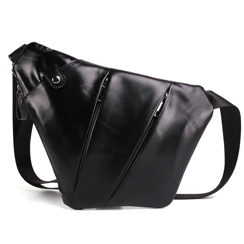 Echt Leer Heren Messenger Bag Casual Crossbody Tas Herenhandtas Borsttas Mannelijke Schoudertas - Zwart