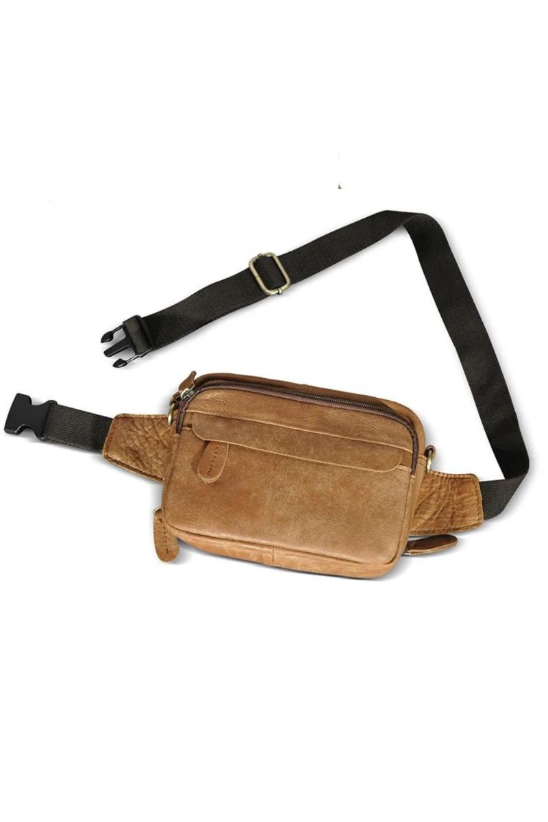 Leren Reis Retro Fanny Heuptas Borsttas Sling Bag Ontwerp Voor Heren