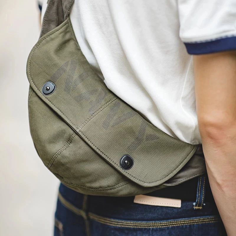 Retro Deck Herentassen Militaire Canvas Messenger Crossbody Borst Heuptas Hoeden Schouderriemtas - Groente