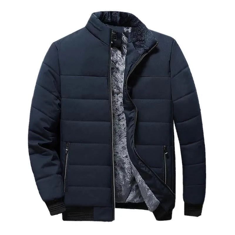 Jas Heren Dikke Fleece Parka's Rits Warm Uitloper Slanke Casual Jassen Winter Windjack Herenkleding - Zwart