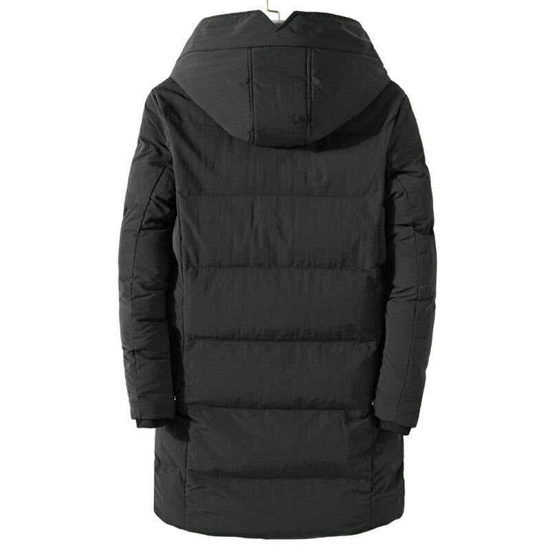 Mannen Winter Lange Dikke Parka Jas Bovenkleding Mannelijke Casual Losse Warme Katoenen Gewatteerde Jas Heren Overjas - Zwart