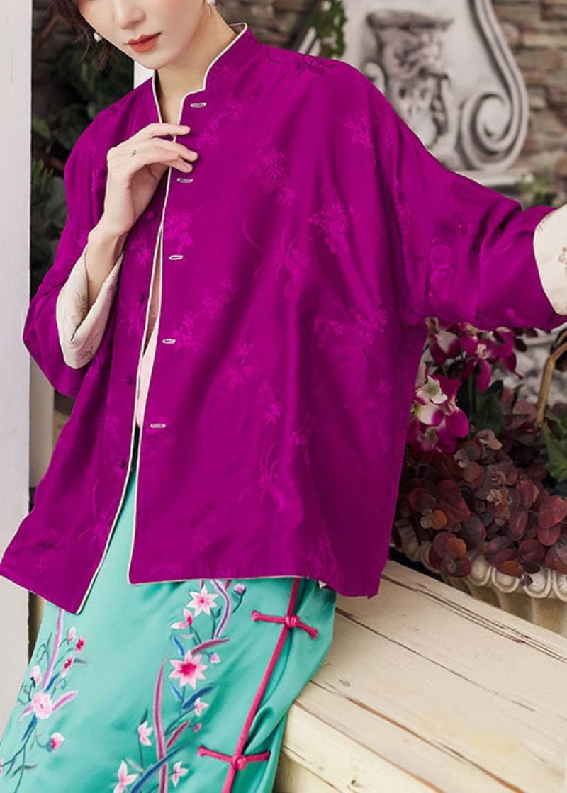 Boutique Colorblock-knop Opstaande Kraag Draag Aan Beide Zijden Jassen Met Print Lente - Dames winterjassen