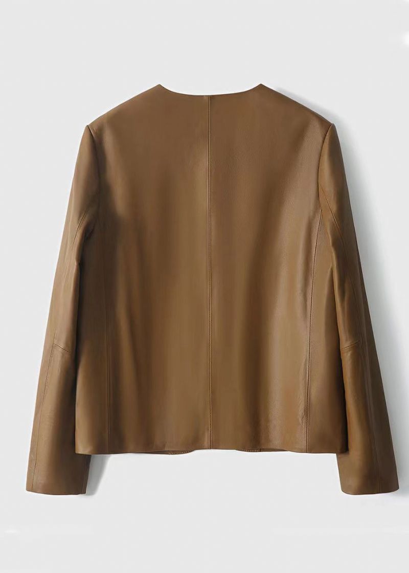 Dames Bruine V-hals Patchwork Schapenvachtjassen Herfst - Dames winterjassen