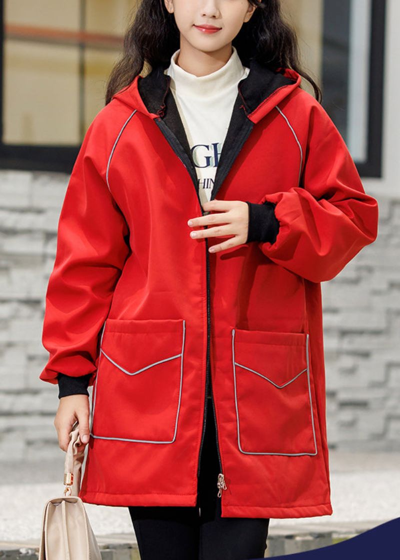 Grote Maat Rood Oversized Zakken Warm Fleece Geul Winter