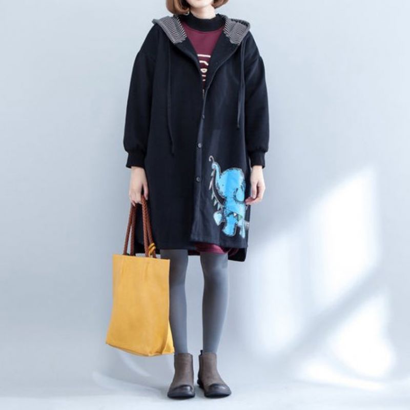 Herfst Winter Nieuwe Dikke Katoenen Jassen Plus Size Casual Print Vesten Met Capuchon En - Dames winterjassen