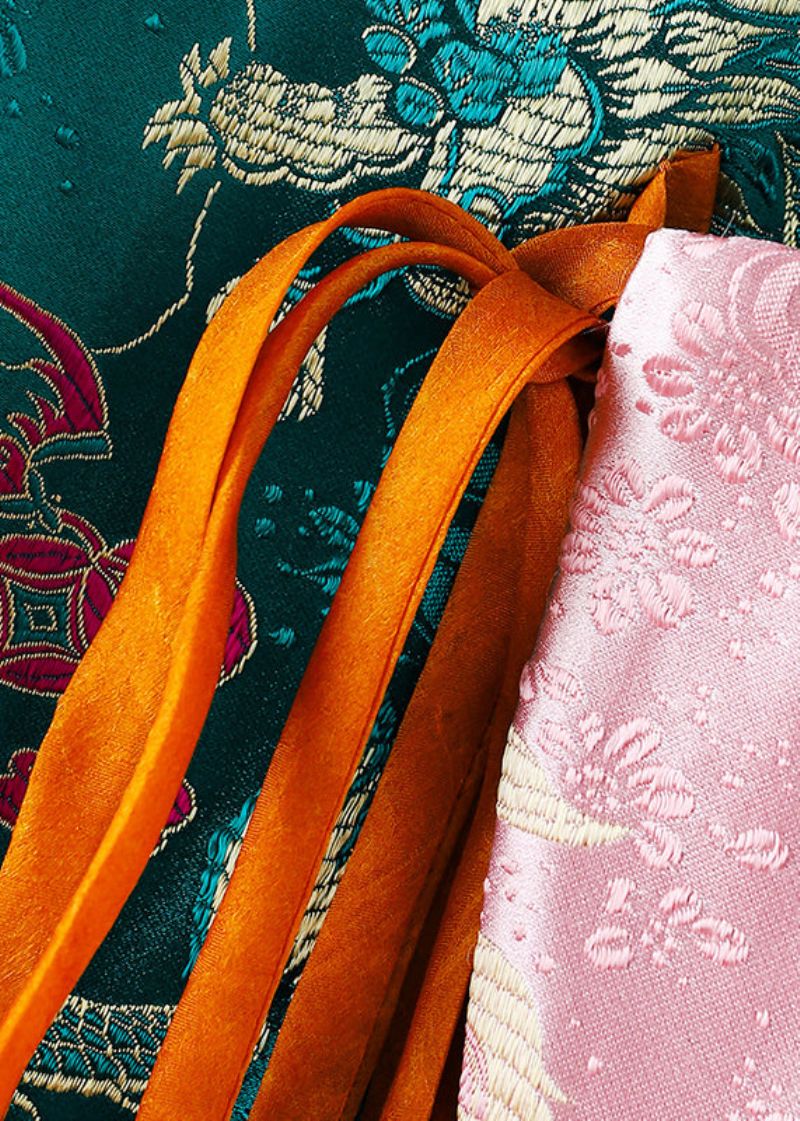 Jacquard Oranje Asymmetrisch Kanten Patchwork Zijden Vest Zonder Mouwen - Dames winterjassen