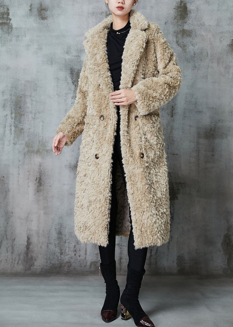 Mode Kaki Dubbele Borst Dik Pluizig Bont Pluizige Jassen Winter - Dames winterjassen