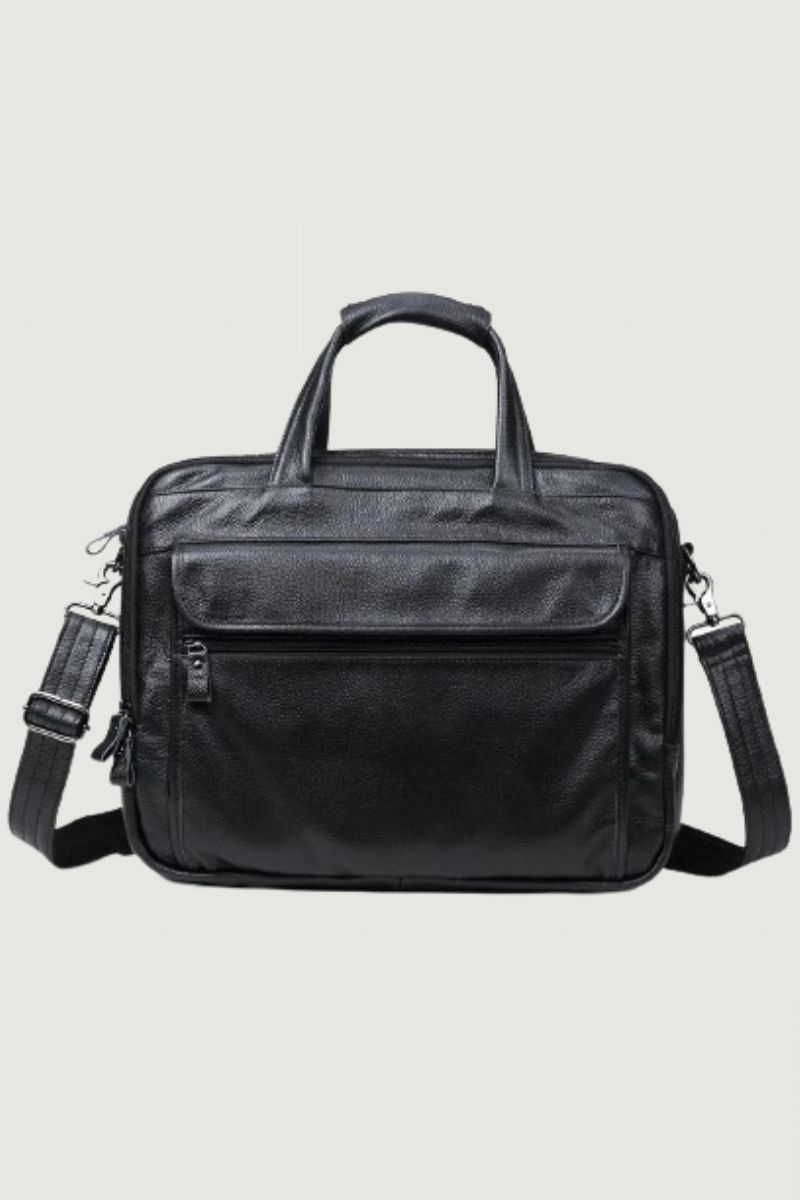 Echt Lederen Aktetassen 15 Inch Laptop Handtas Documententas Zakelijke Crossbodytas Voor Heren Tote Messenger Schoudertassen - Groen