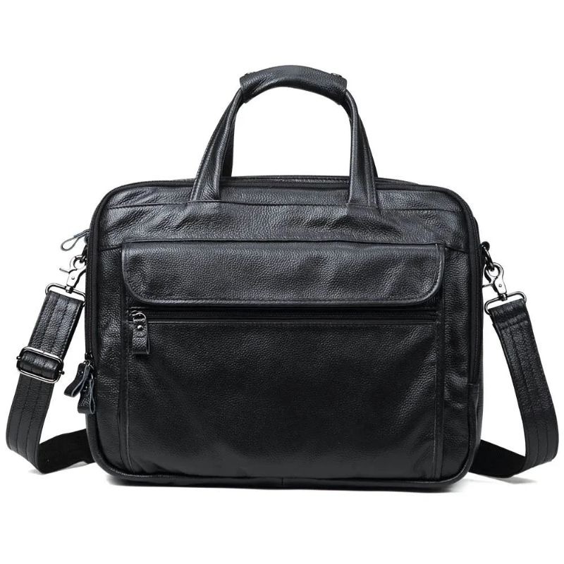 Echt Lederen Aktetassen 15 Inch Laptop Handtas Documententas Zakelijke Crossbodytas Voor Heren Tote Messenger Schoudertassen - Groen