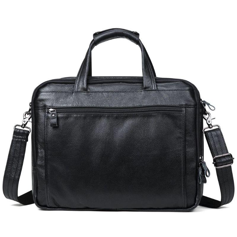 Echt Lederen Aktetassen 15 Inch Laptop Handtas Documententas Zakelijke Crossbodytas Voor Heren Tote Messenger Schoudertassen - Groen
