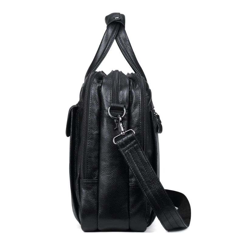 Echt Lederen Aktetassen 15 Inch Laptop Handtas Documententas Zakelijke Crossbodytas Voor Heren Tote Messenger Schoudertassen - Groen