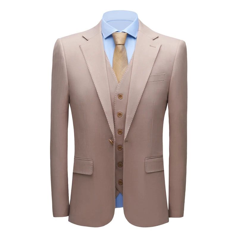 Casual Pak Voor Heren Trouwjurk Driedelige Set Formele Kleding - Bruin