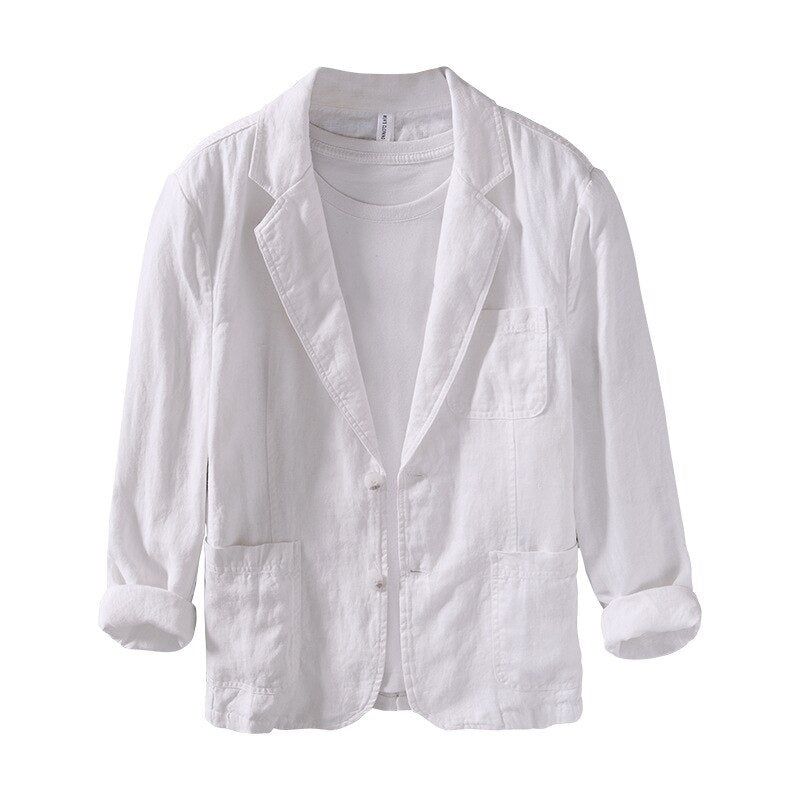 Lente Zomer Heren Effen Enkele Knoop Linnen Blazers Stijl Hoge Kwaliteit Retro Casual Dagelijks Pak - L948 Kaki