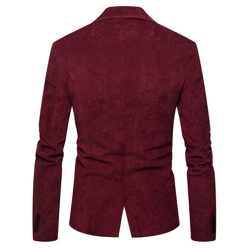 Nieuwe Casual Heren Blazer Corduroy Patchwork Business One Button Slim Fit Mannelijke Pakken Jas Blazers - Kaki