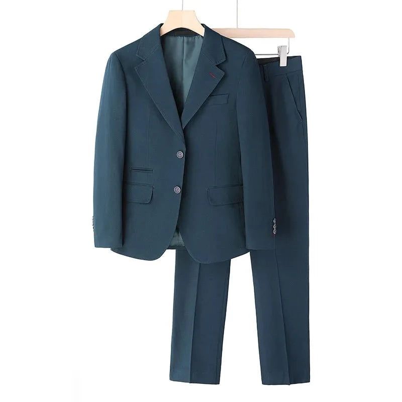 Pak Slim Fit Trouwpak Voor Heren Elegant Herenpak Tweedelig Casual Pak Formeel - Blauw