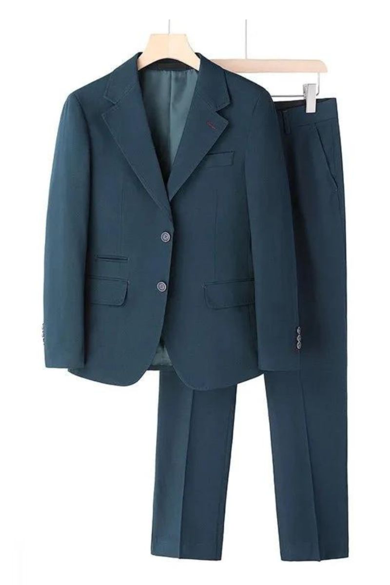 Pak Slim Fit Trouwpak Voor Heren Elegant Herenpak Tweedelig Casual Pak Formeel - Blauw