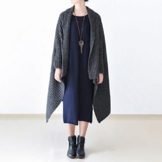 2024 Winter Grijze Gebreide Trui Wollen Vesten Plus Size Cape Warme Jassen