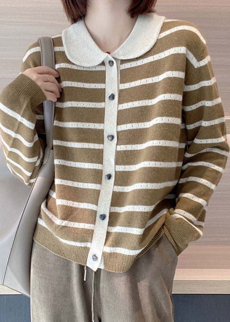 Bohemian Rose Peter Pan Kraag Gestreept Kasjmier Vest Lente - Dames cardigans