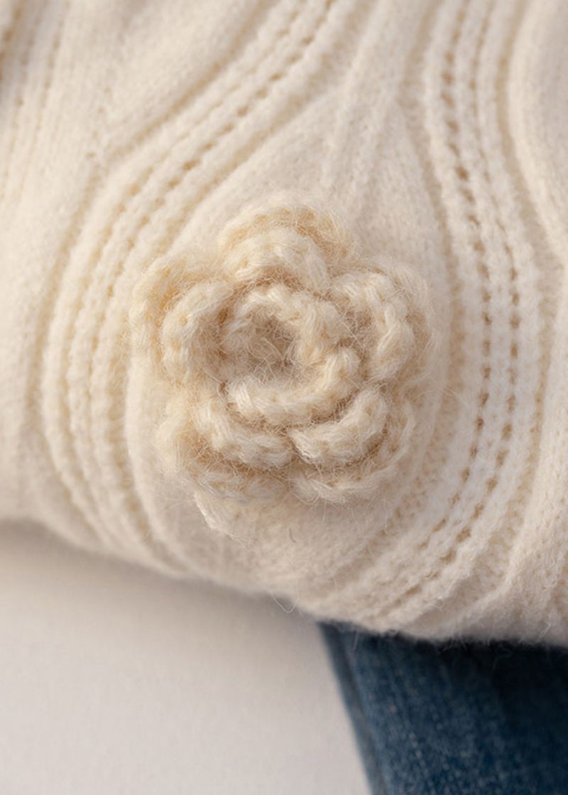 Losse Abrikozenknoop Bloemen Katoenen Gebreide Jassen Met Lange Mouwen - Dames cardigans