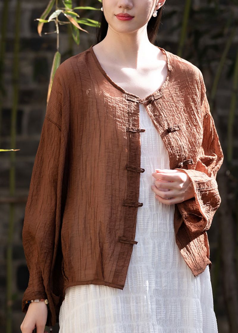 Nieuwe Chinese Stijl Koffie Zomer Dunne Bovenkleding Vest