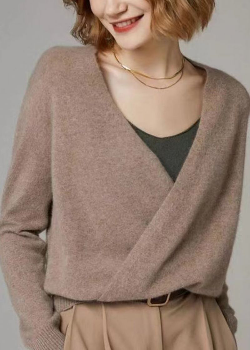 Nieuwe Licht Camelkleurige Gebreide Wollen Vesten Met Knopen Herfst - Dames cardigans