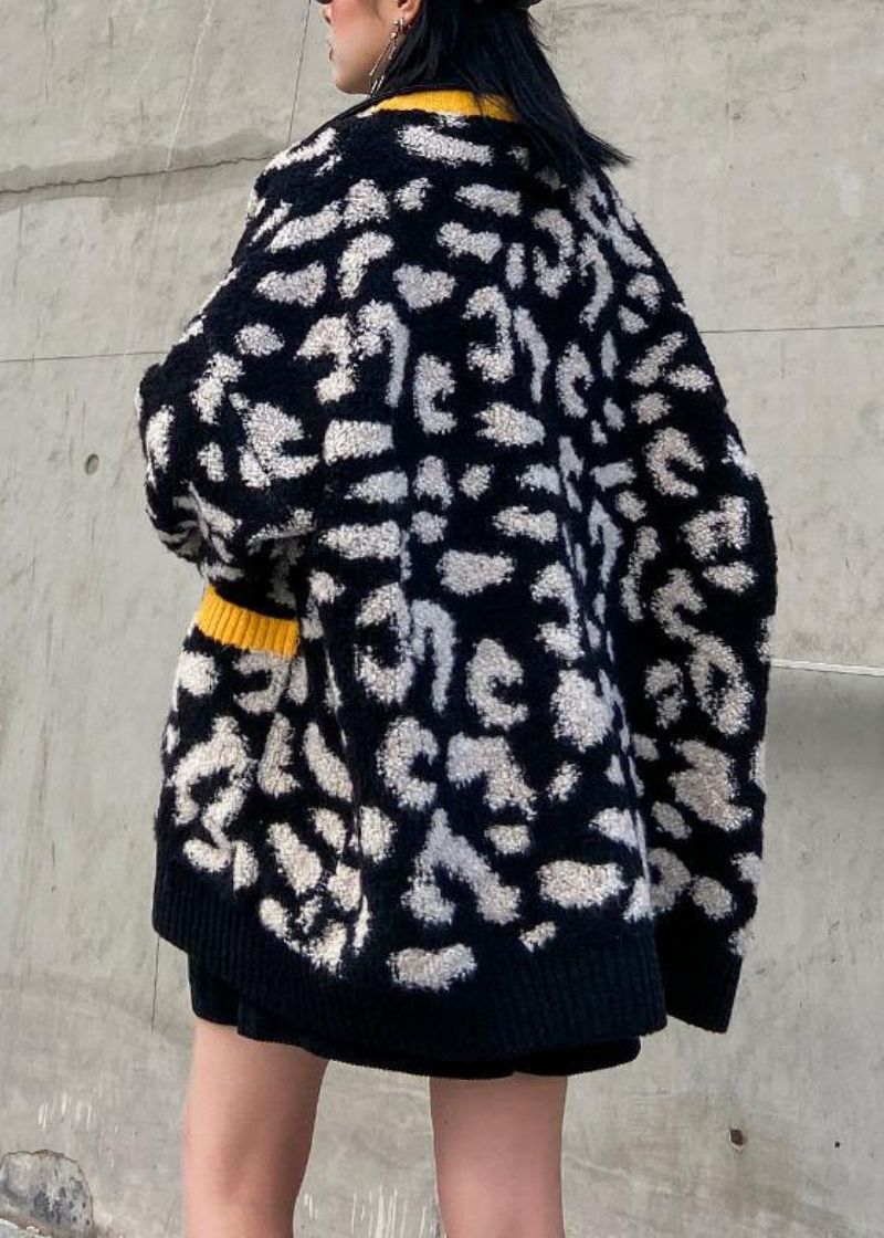 Stijlvolle Zwarte Fijne Tunieken Voor Dames Stoffen Patchwork-buitenkleding Met Ritssluiting - Dames cardigans