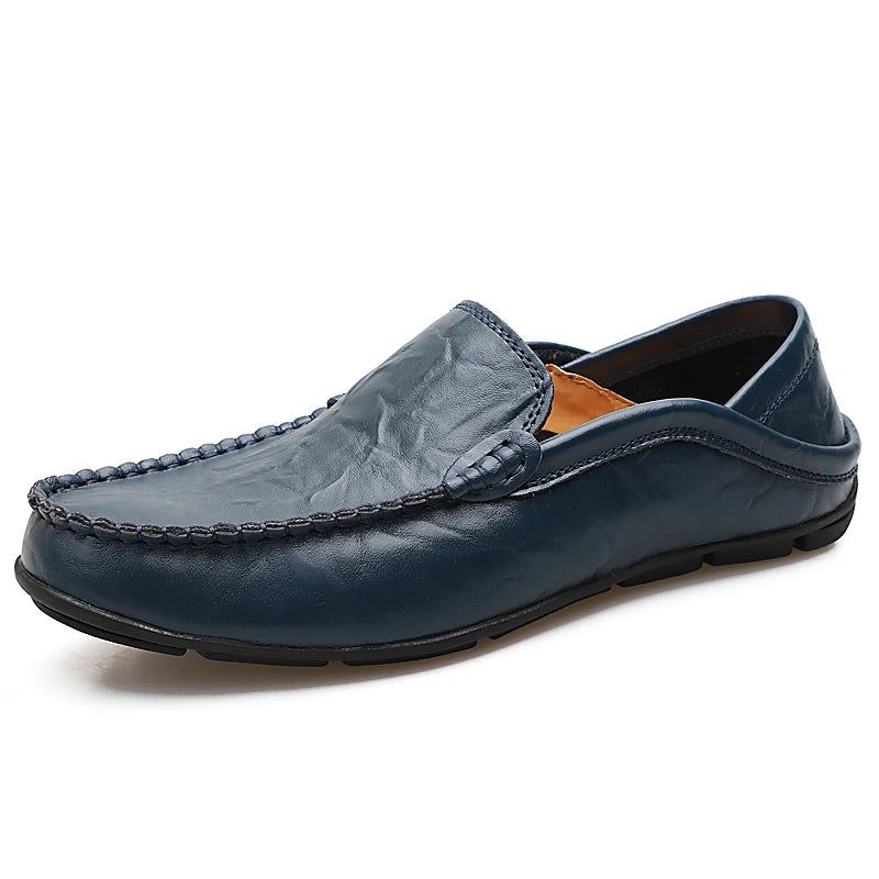 Herfst Winter Warm Bont Lederen Flats Loafers Heren Mocassins Casual Schoenen - Zwart