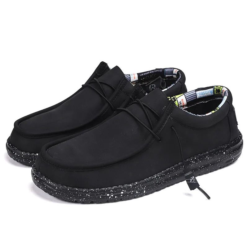 Leren Vrijetijdsschoenen Heren Dude Loafers Streetstyle Herenslip-ons - Grijs