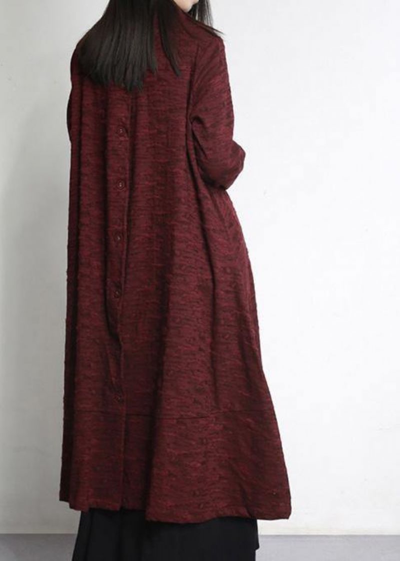 Dames Bordeaux Jacquard Grote Maten Kleding Zoom Uitloper - Bordeauxrood