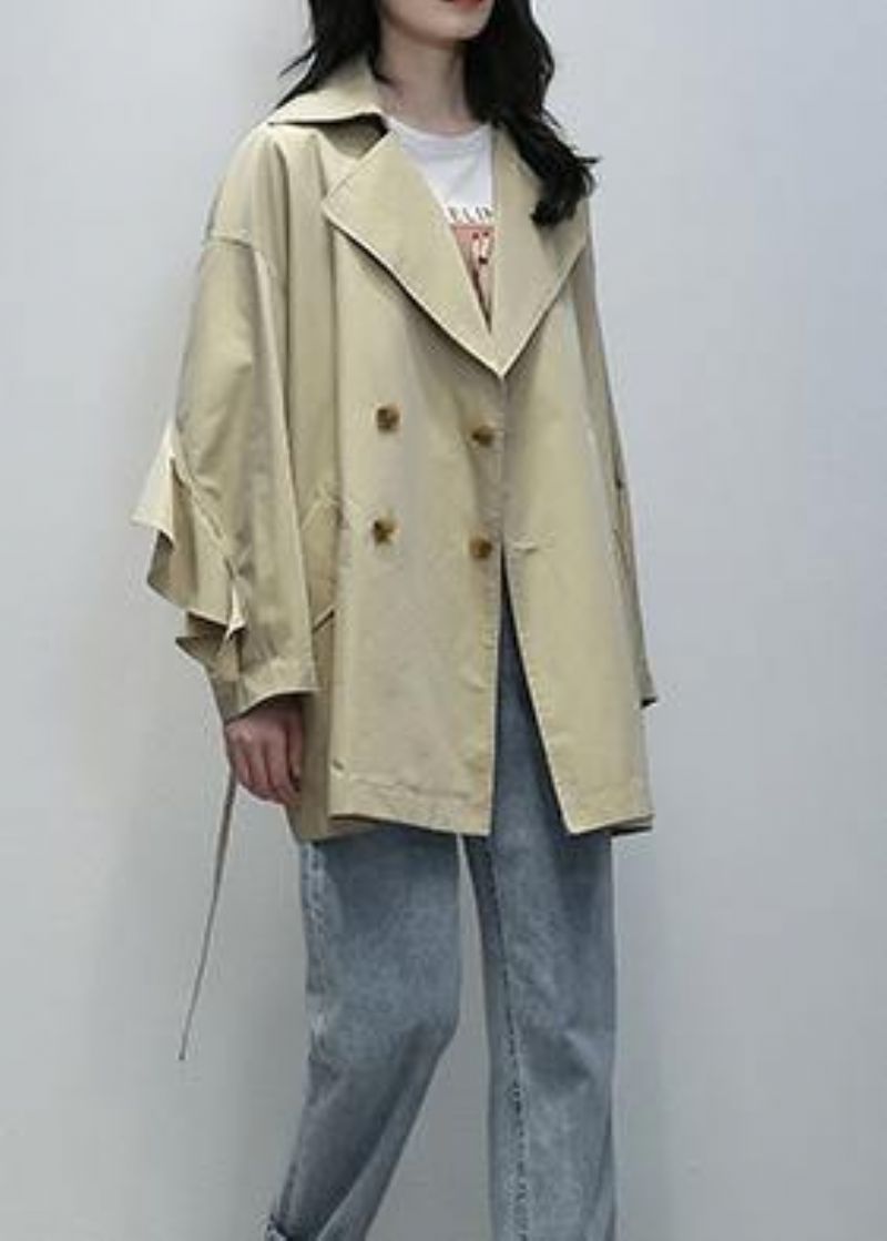 Diy Kaki Maxi-jas Tuniek Uitloper Met Ingekerfde Taille - Dames trenchcoats