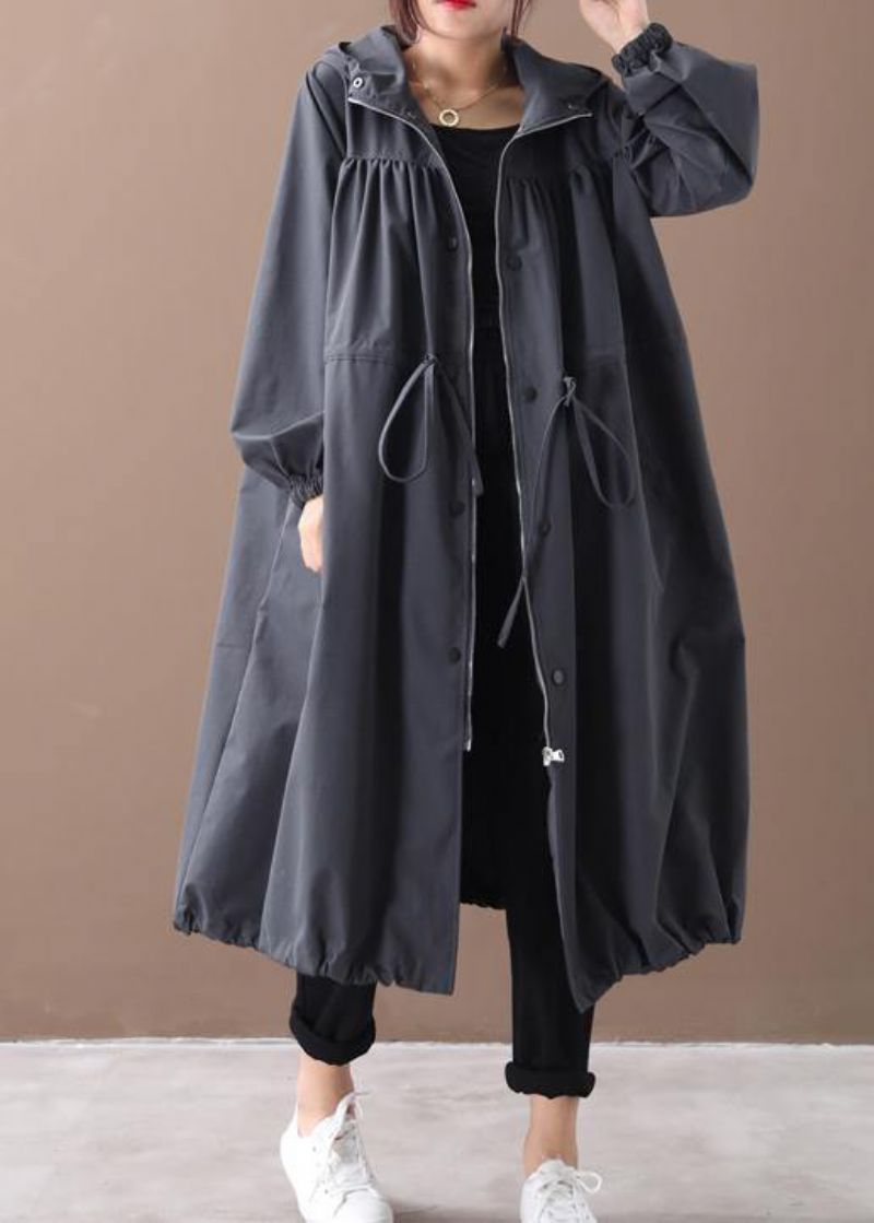Diy Trekkoord Met Capuchon Fijne Kleding Zwart Silhouet Outwears