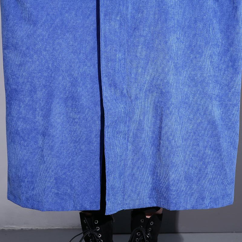 Fijne Blauwe Lange Jas Plus Size Stand-trenchcoat Met Ritssluiting Boetiekzakken Met Mouwen Wijde Jassen - Roze