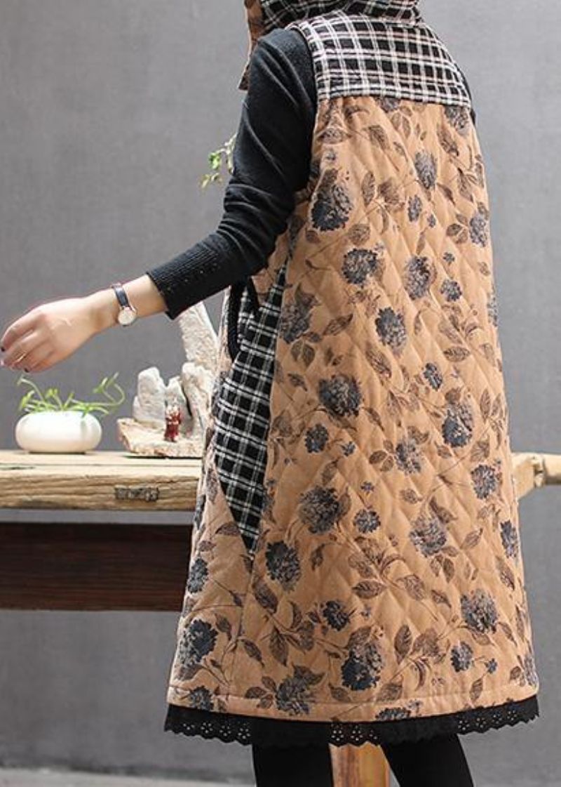 Luxe Loszittende Jassen Mouwloze Jas Met Gele Print En Capuchon - Zwart