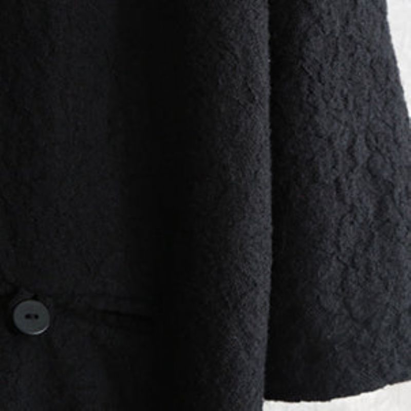 Zwarte Boetiekjas Plus Maat Maxi-jas Met Opstaande Zakken Wijde Jassen Met Lange Mouwen - Dames trenchcoats