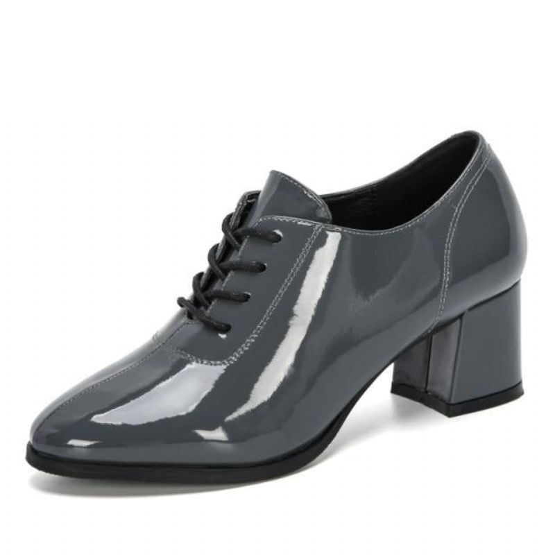Damespumps Schoenen Dames Ronde Neus Veterschoenen Casual - Donkergrijs