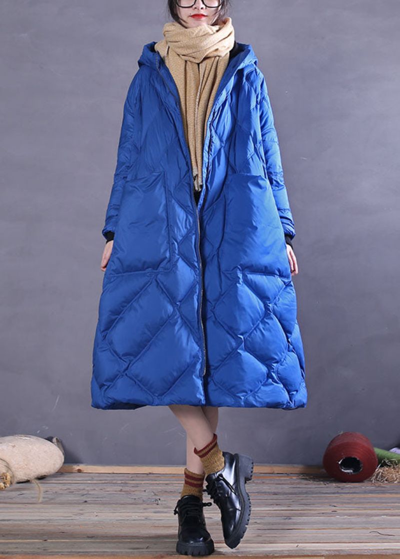 Blauwe Warme Eendendonsjas Met Ritssluiting Winter - Paars