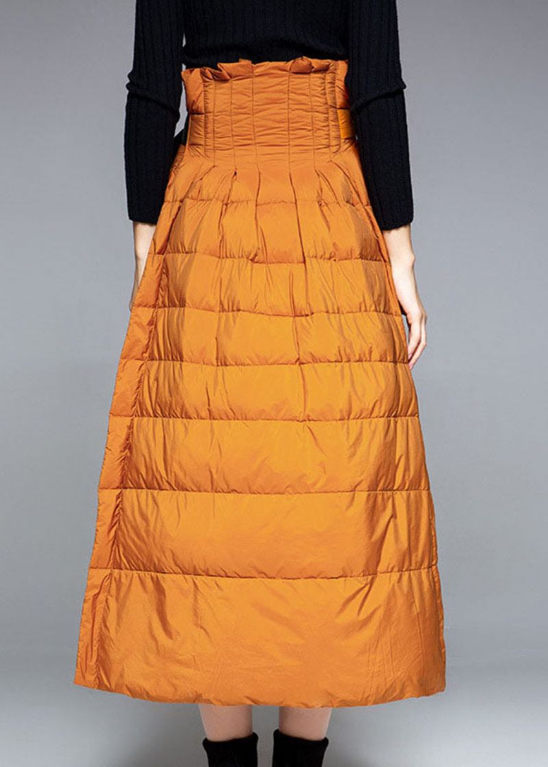 Boho Oranje Dik Warm Laag Hoog Ontwerp Winter Eendendonsrokken - Oranje