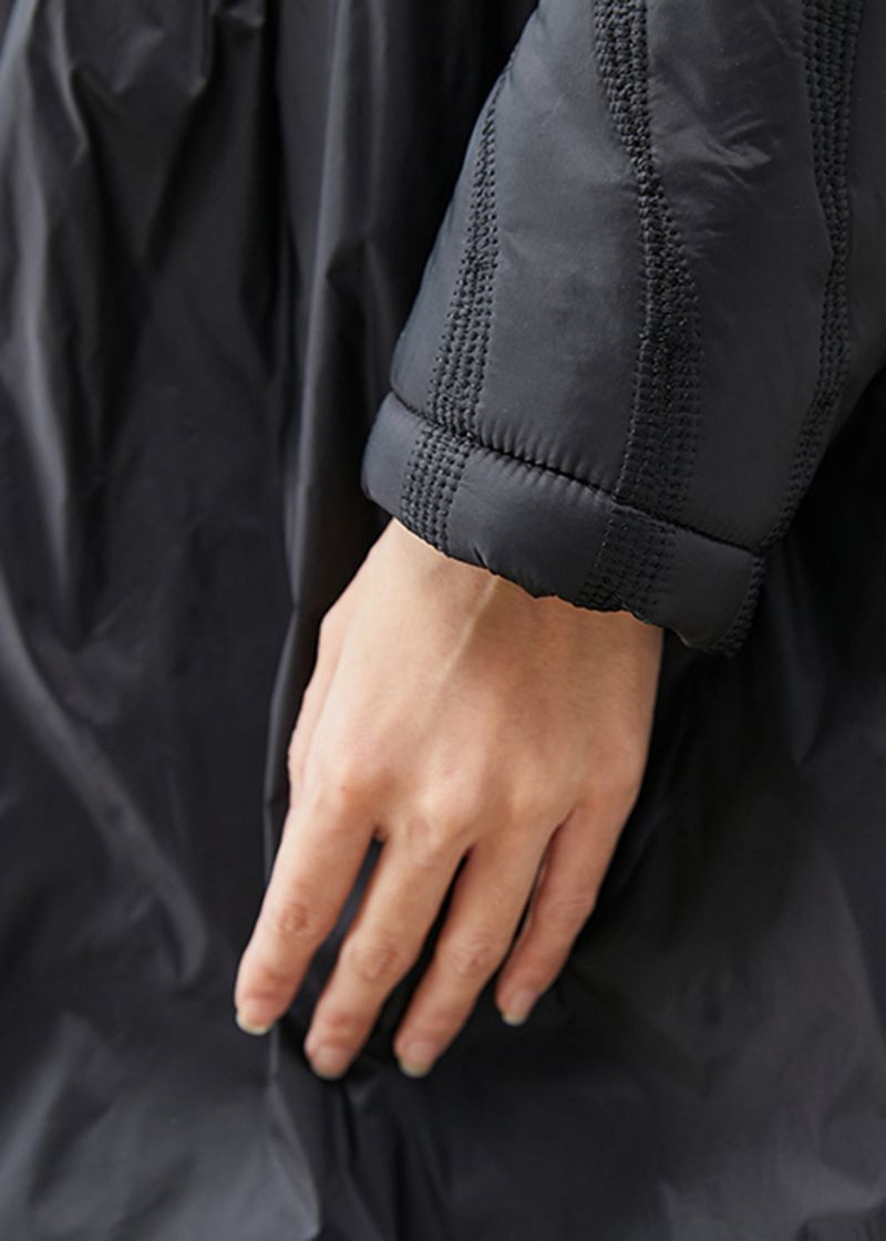 Boutique Zwarte Gegolfde Extra Grote Zoomvrije Sjaal Eendendons Puffers Jassen Winter - Dames donsjacks