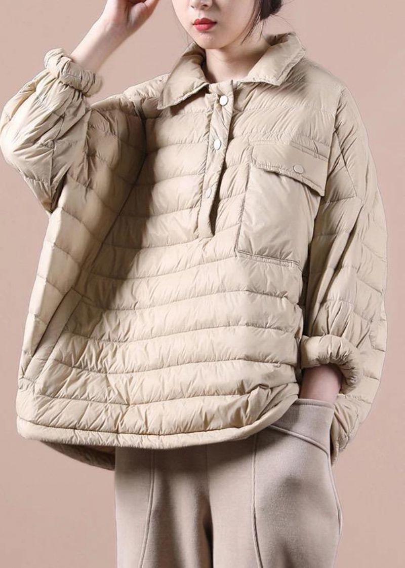Elegant Plus Size Donsjack Overjas Rode Reverszakken Ganzendonsjas - Rood