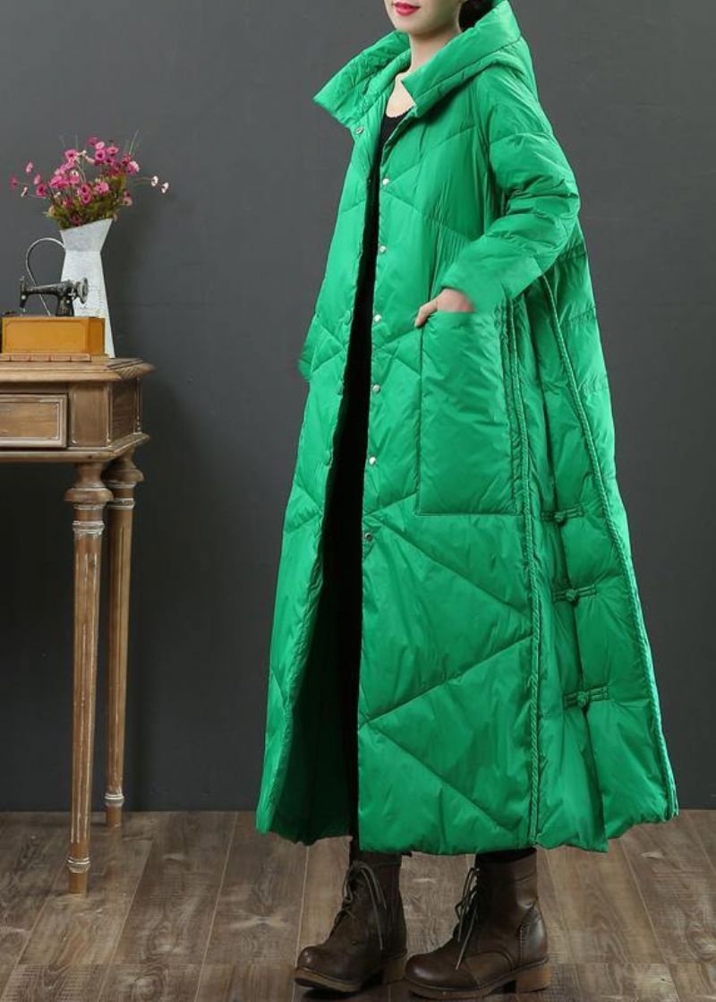 Fijne Groene Warme Winterjas Oversized Donsjack Met Capuchon En Button-down Damesjassen - Roze