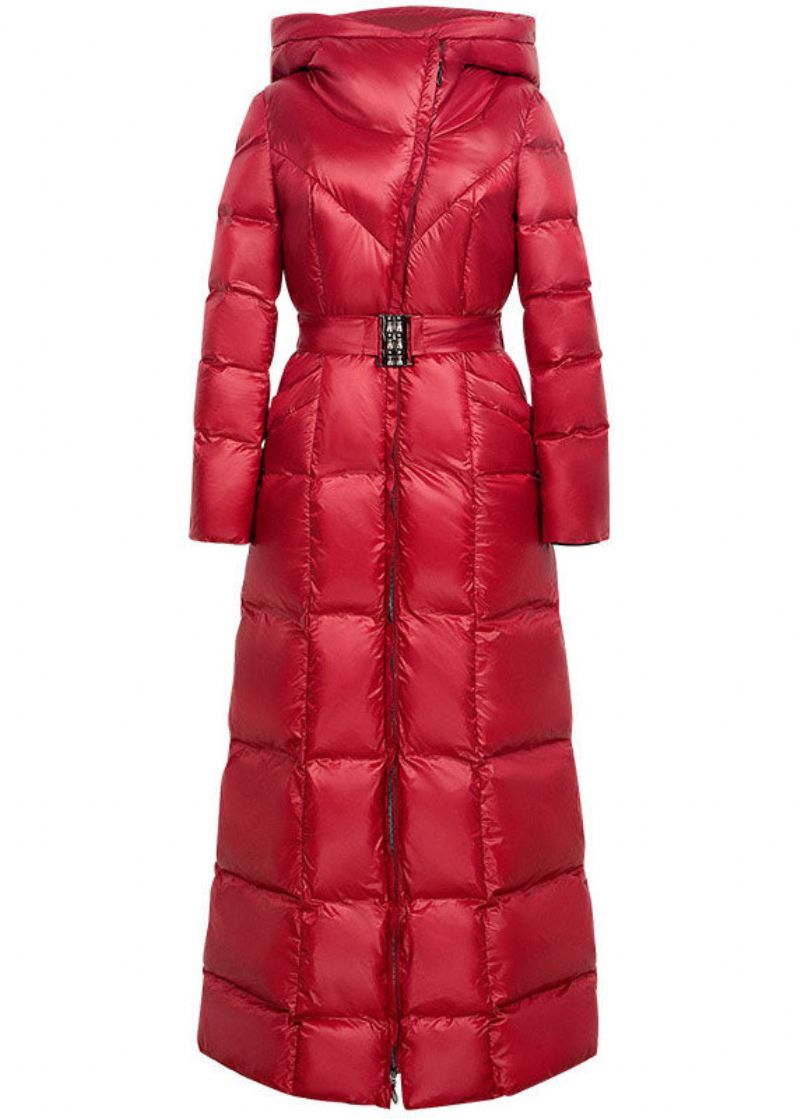 Franse Rode Sjerpen Met Capuchon Dik Verlengen Fijne Katoenen Gevulde Parka Winter - Dames donsjacks