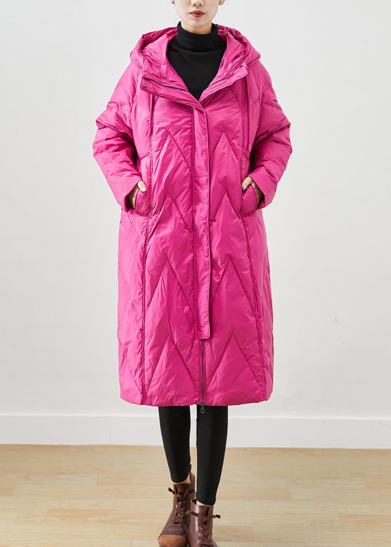 Mooie Roze Capuchonzakken Fijn Katoen Gevuld Pufferjack Winter