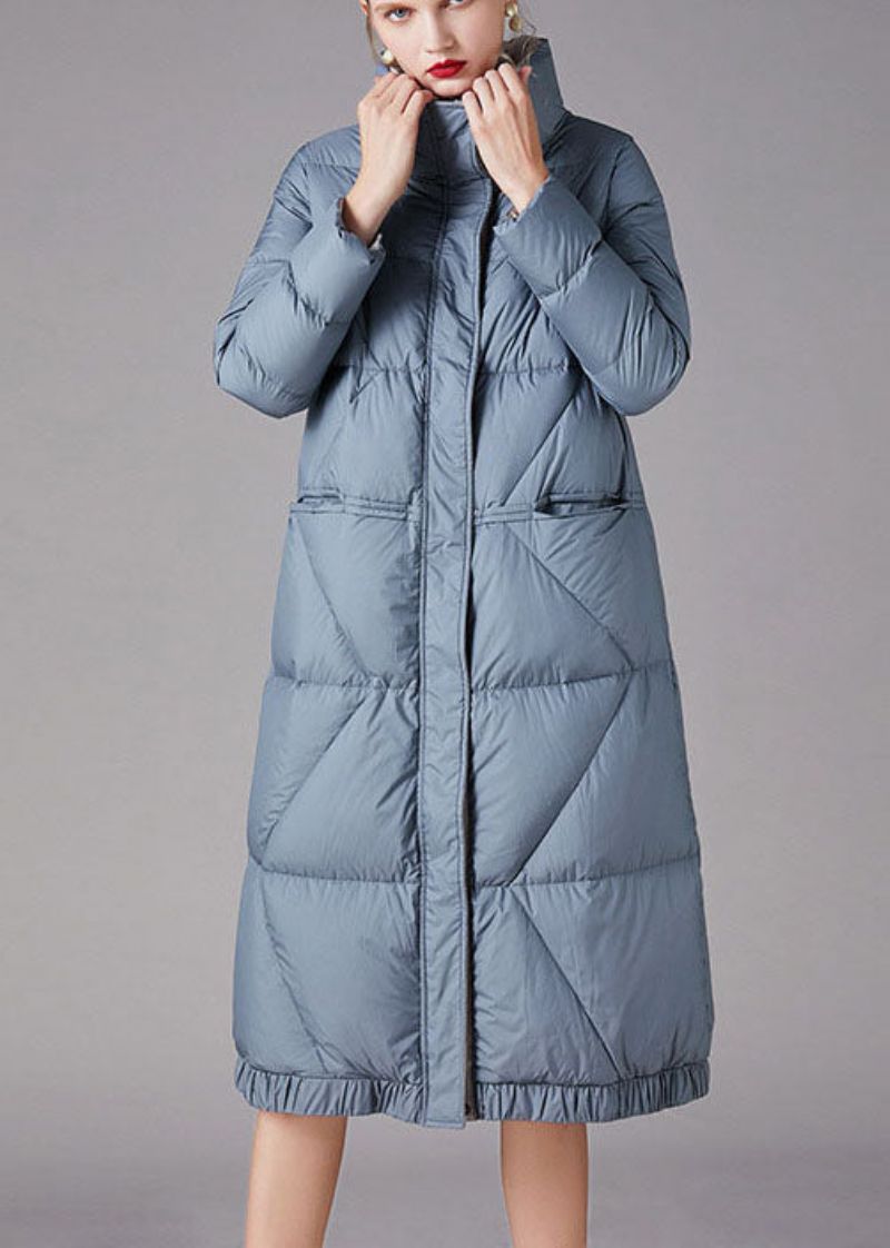 Plus Maat Blauwe Zakken Met Ritssluiting Winter Eendendonsjassen - Dames donsjacks