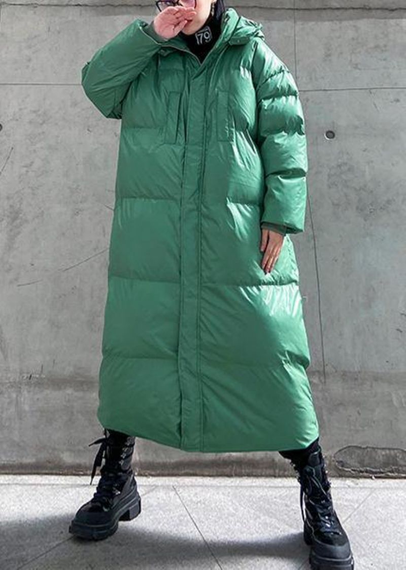 Plus Size Kleding Donsjack Uitloper Groene Winteruitloper Met Capuchon En Ritssluiting - Oranje