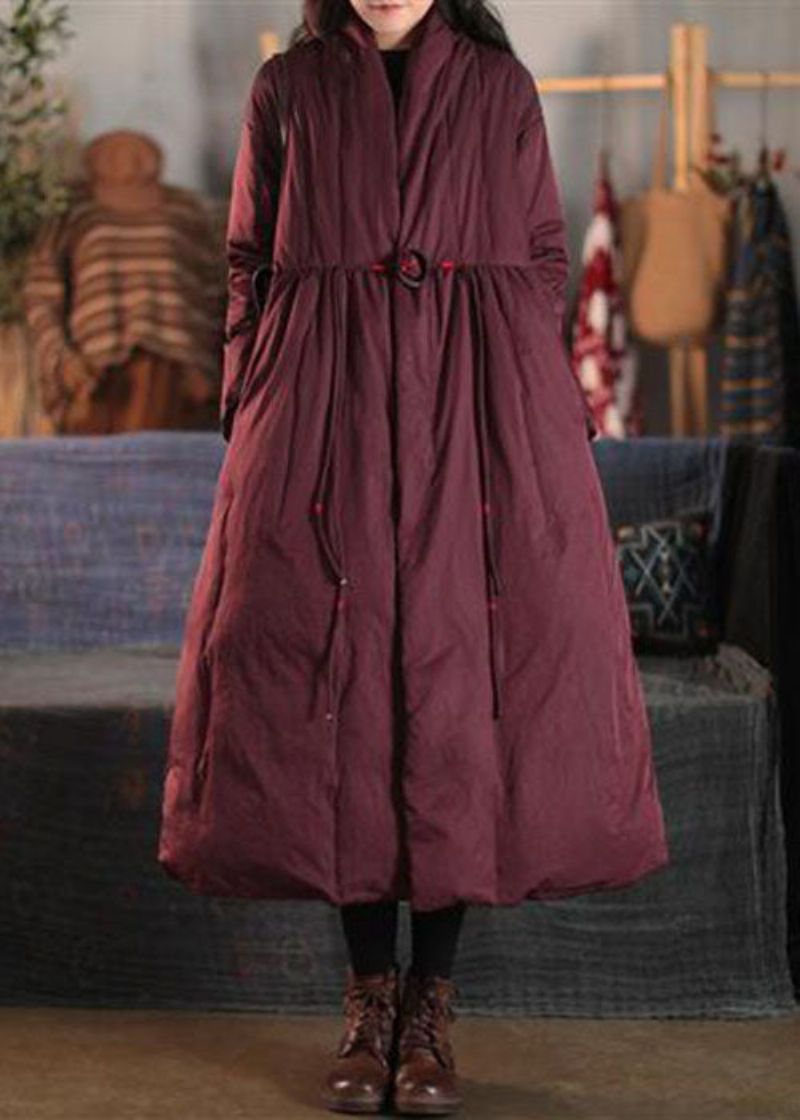Plus Size Mulberry V-hals Geborduurde Zakken Eendendons Dames Witner-jassen - Moerbei