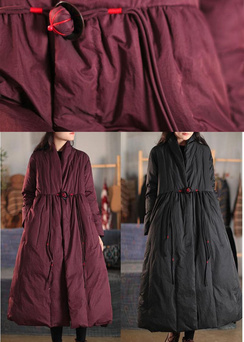 Plus Size Mulberry V-hals Geborduurde Zakken Eendendons Dames Witner-jassen - Moerbei