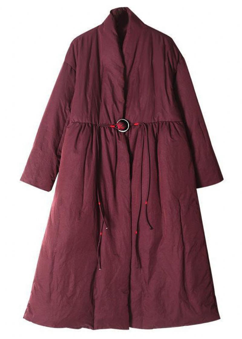 Plus Size Mulberry V-hals Geborduurde Zakken Eendendons Dames Witner-jassen - Moerbei