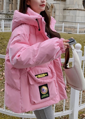 Stijlvolle Roze Zakken Met Capuchon Eendendons Puffers Jassen Winter