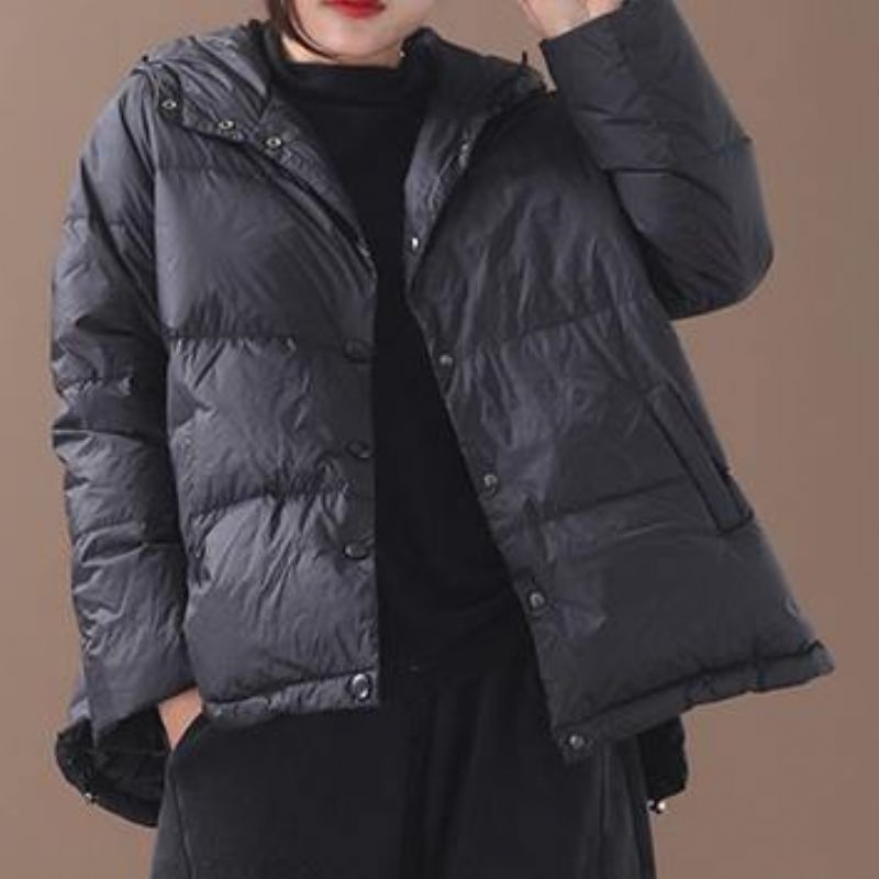 Warme Zwarte Eendendonsjas Plus Size Sneeuwjassen Met Dikke Damesoverjas Met Capuchon - Dames donsjacks